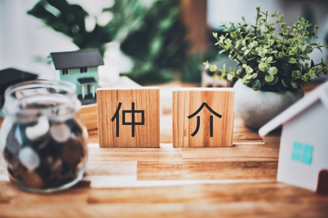 仲介の文字列と観葉植物